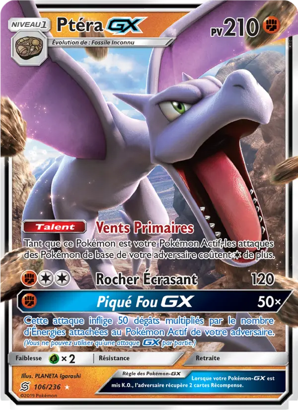 Carte Pokémon Ptéra GX 106