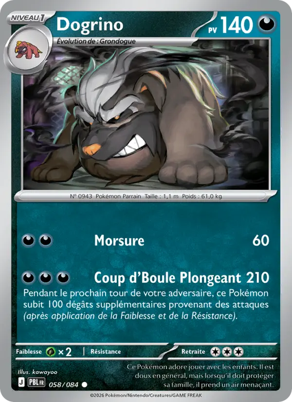 Carte Pokémon Dogrino 058