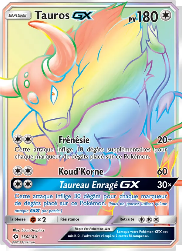 Carte Pokémon Tauros GX 156