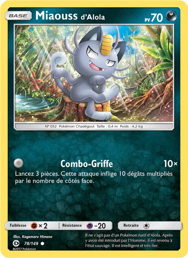 Carte Pokémon Miaouss d’Alola 78