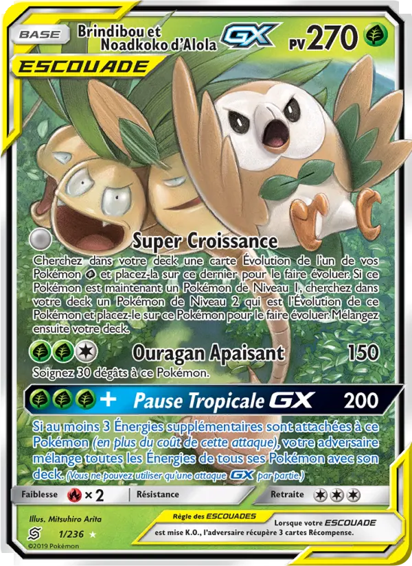 Carte Pokémon Brindibou et Noadkoko d’Alola GX 1