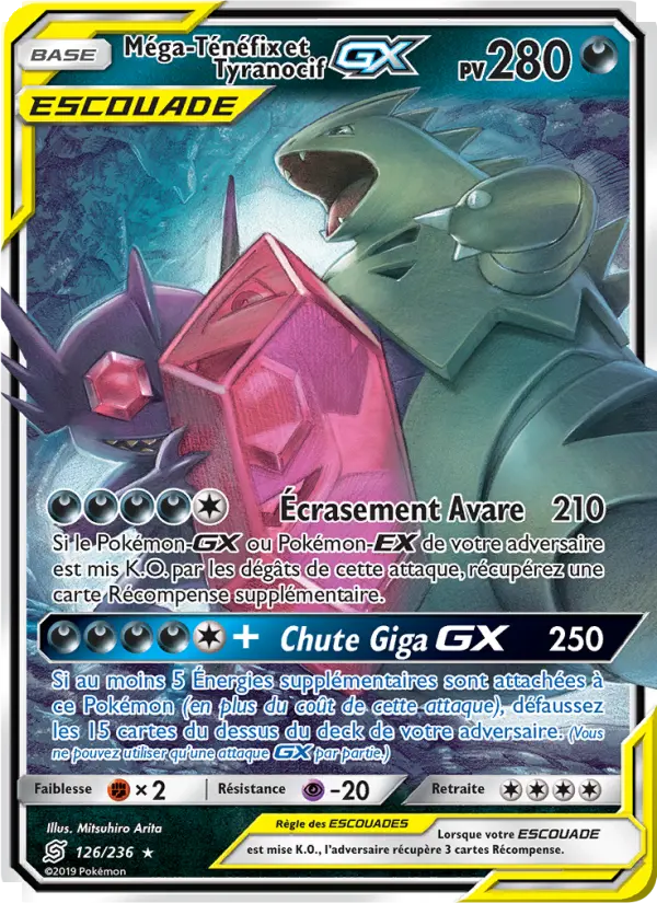 Carte Pokémon Méga-Ténéfix et Tyranocif GX 126
