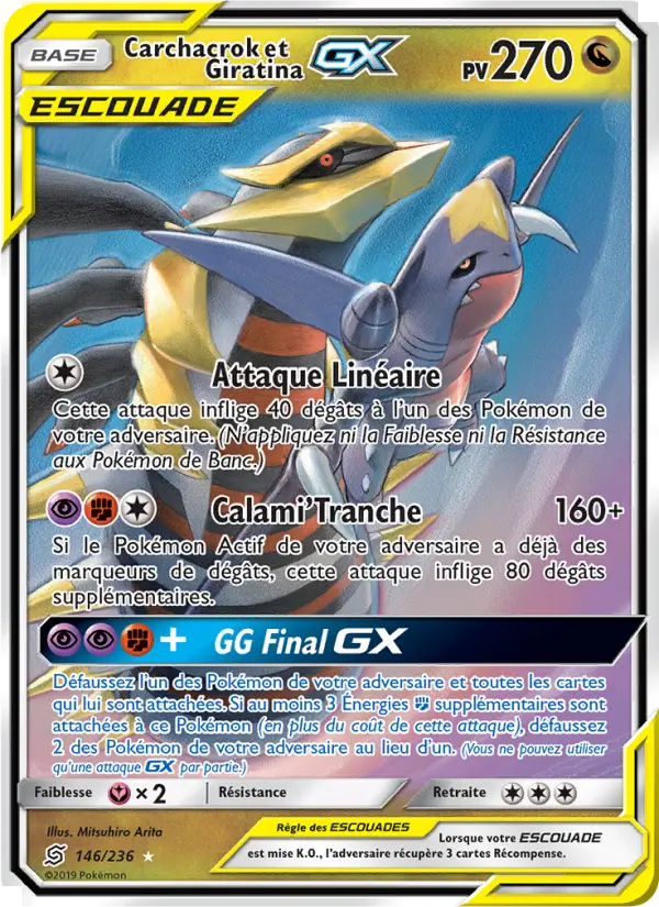 Carte Pokémon Carchacrok et Giratina GX 146