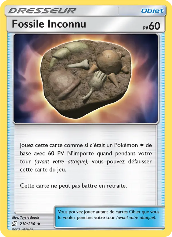 Carte Pokémon Fossile Inconnu 210