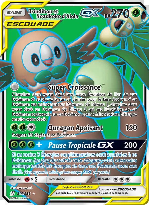 Carte Pokémon Brindibou et Noadkoko d’Alola GX 214