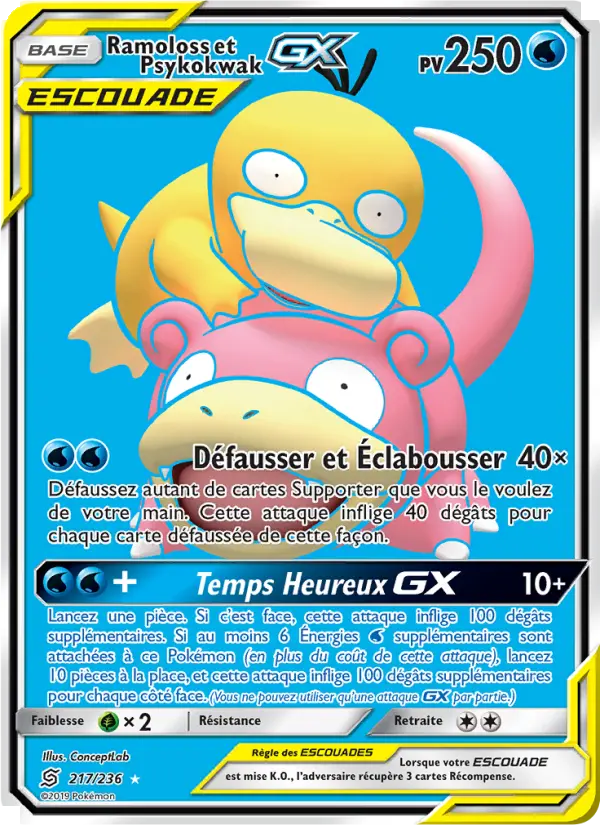 Carte Pokémon Ramoloss et Psykokwak GX 217