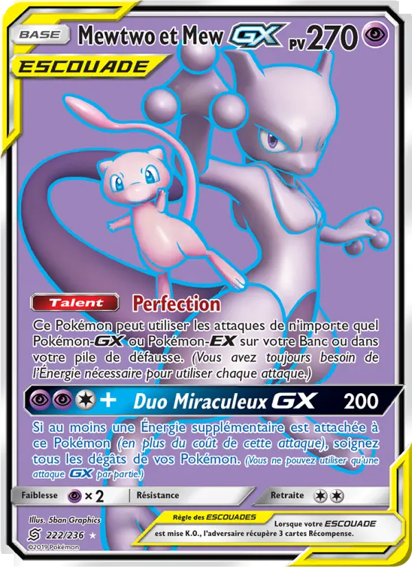 Carte Pokémon Mewtwo et Mew GX 222