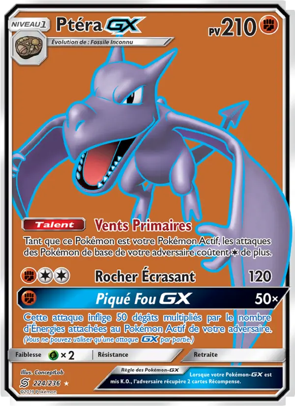 Carte Pokémon Ptéra GX 224