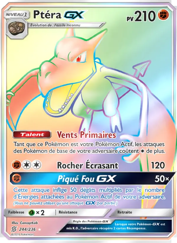 Carte Pokémon Ptéra GX 244