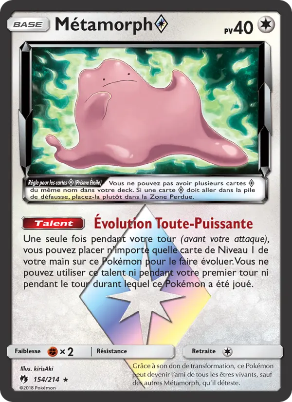 Carte Pokémon Métamorph ◇ 154