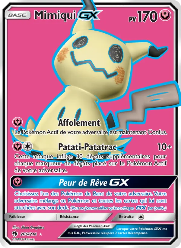 Carte Pokémon Mimiqui GX 206