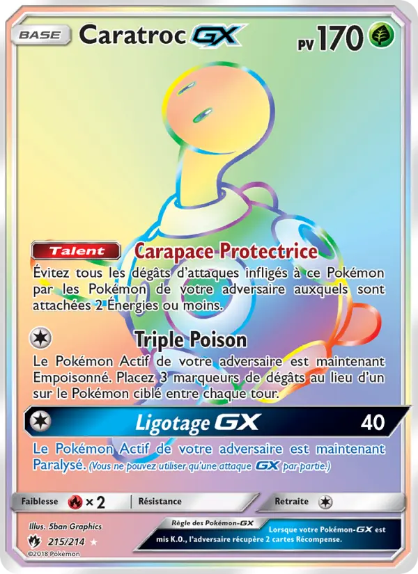Carte Pokémon Caratroc GX 215