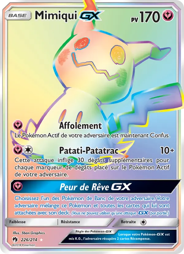 Carte Pokémon Mimiqui GX 226