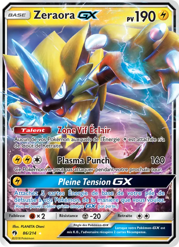 Carte Pokémon Zeraora GX 86