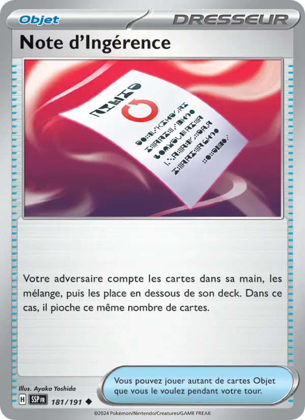 Carte Pokémon Note d'Ingérence 181