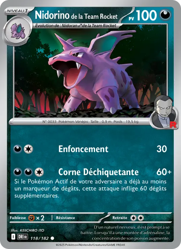 Carte Pokémon Nidorino de la Team Rocket 118