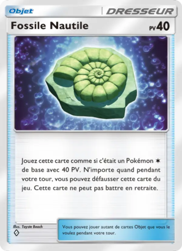 Carte Pokémon Fossile Nautile 216